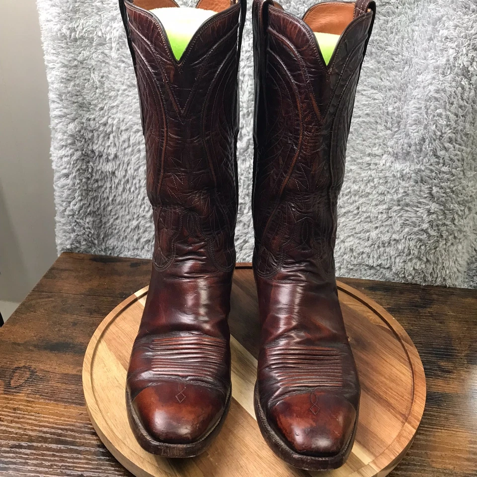 Luchesse Classics Seville Goatskin Boots Mens 11A Narrow Cherry Wood Cowboy - Image 3 of 4