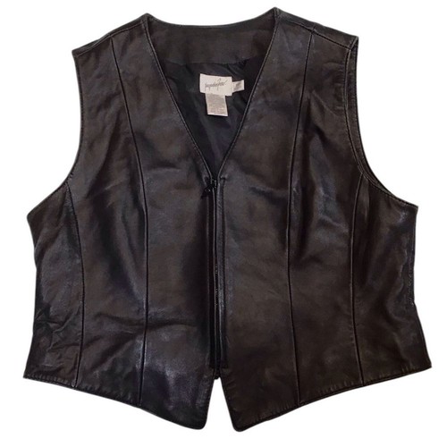 Jacqueline Ferrar Womens Vintage Leather Biker Vest Size 8P Zip Up Cropped Moto - Picture 15 of 16