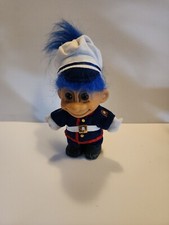 Russ Troll Doll Marine Blue Hair Military Uniform Chief Police