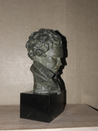 Nice mounted bronze bust of Beethoven signed A. Veriac buste marble old vintage - Picture 5 of 10