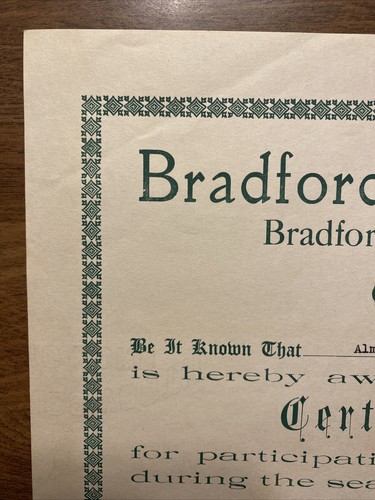 1939 Bradford Academy School Award Chorus Certificato Vermont VT Firmato P7b - Foto 3 di 16