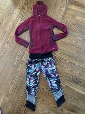 Lot 2 RBX Active Yoga Workout Cropped Leggings Long Sleeve Hoodie Zip Size Small