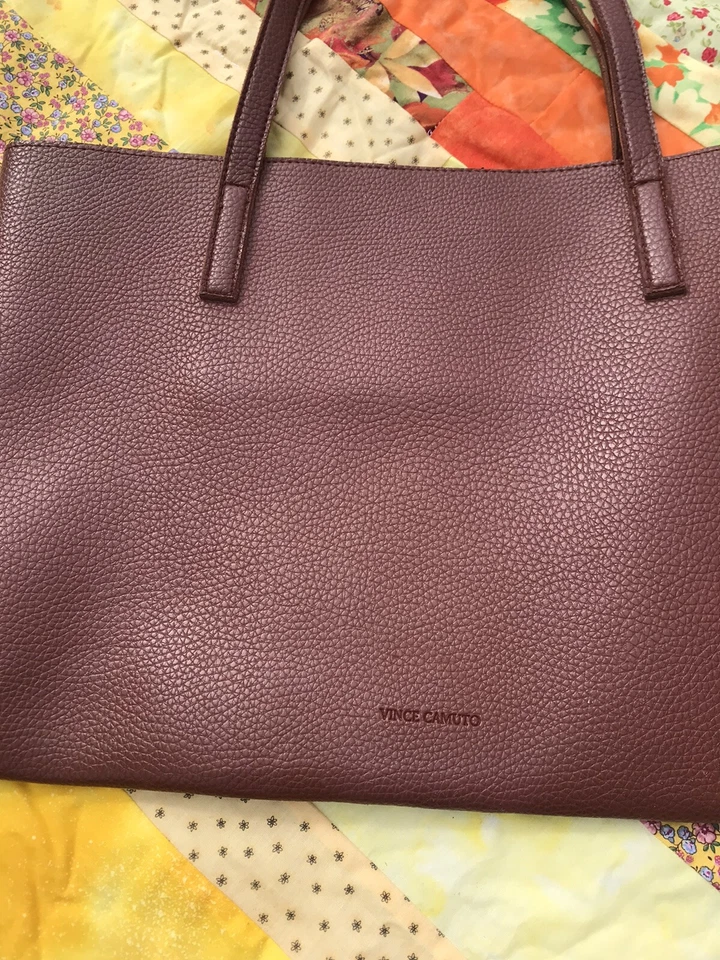Vince Camuto Cuero Hombro Elegante L Bolso de Mano Marrón y Negro Rayas Foto 3 de 4