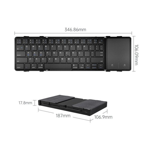 Folding Wireless Bluetooth Keyboard 3Channels Connection for Windows Android IOS - Picture 2 of 11