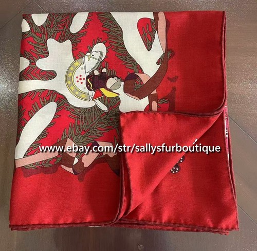 Sallys 70% Cashmere & 30% Silk Wrap Scarf Christmas Print Double Face Shawl 53" - Picture 17 of 50