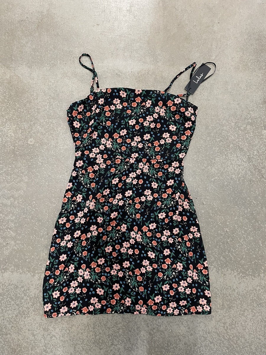 Lulus As If Black Floral Print Mini Dress Size Small New | eBay