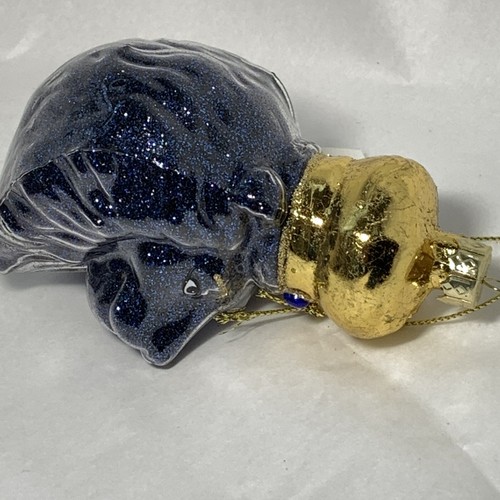 NEW Holiday Lane BLOWN GLASS Regal Blue Lion Head Christmas Ornament Gold Crown - Picture 8 of 9