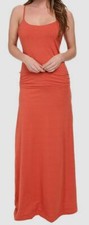  295 Toad  Co. Women's Orange Hibiscus Stripe Stretch Long Island Dress Size L