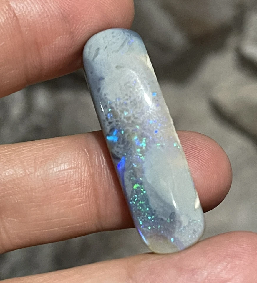 20.9ct 38.5x11.5x6.3mm Huge Solid Australian Mintabee Black Opal Cabochon Gem - Image 2 of 4