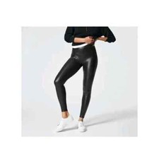 NWT SPANX Black Faux Leather High Waist Shapewear Leggings Size Medium M 2437