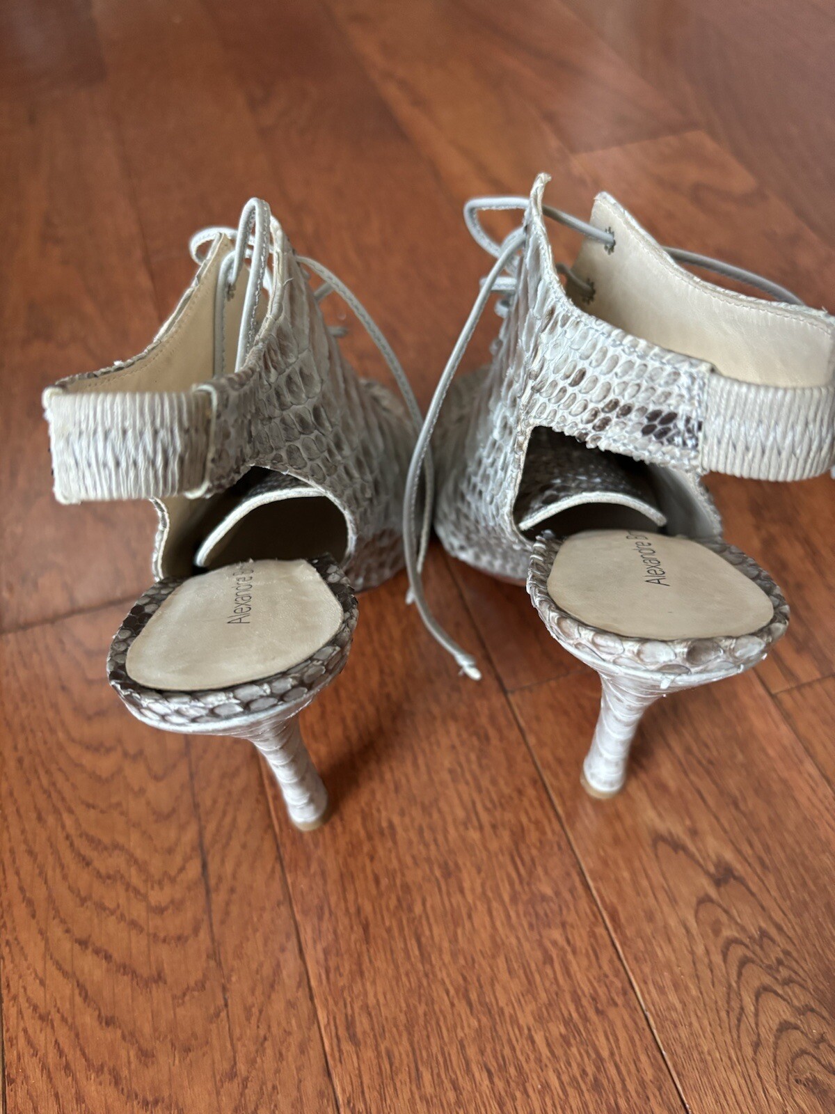 Alexandre Birman Heels Python Snakeskin Laced Ope… - image 4