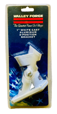 Valley Forge 1'' White Cast Aluminum 2 Position Flag Pole Bracket NOS