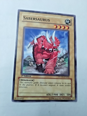 sabersaurus yugioh card Steamed - ALIN-EN050 - Common it turns terribly ferocious. Sabersaurus [POTD-EN002] Common - Near