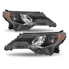 For 2013 2014 2015 Toyota RAV4 RAV-4 Headlights Black Assembly Set