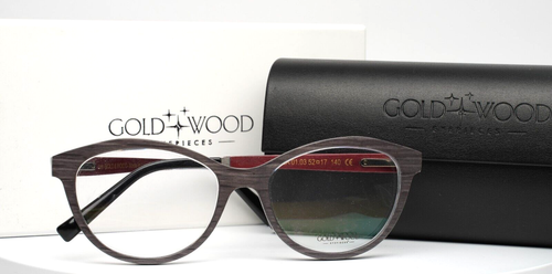 GOLD and WOOD Dea 01.03 108 Gray Burgundy Womens Eyeglasses 52-17-140 B:41 - Picture 14 of 15