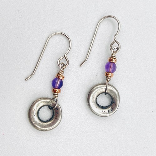 Pendientes Sundance Touch Of Violeta Amatista Púrpura Oro Rosa 18kt Febrero 925