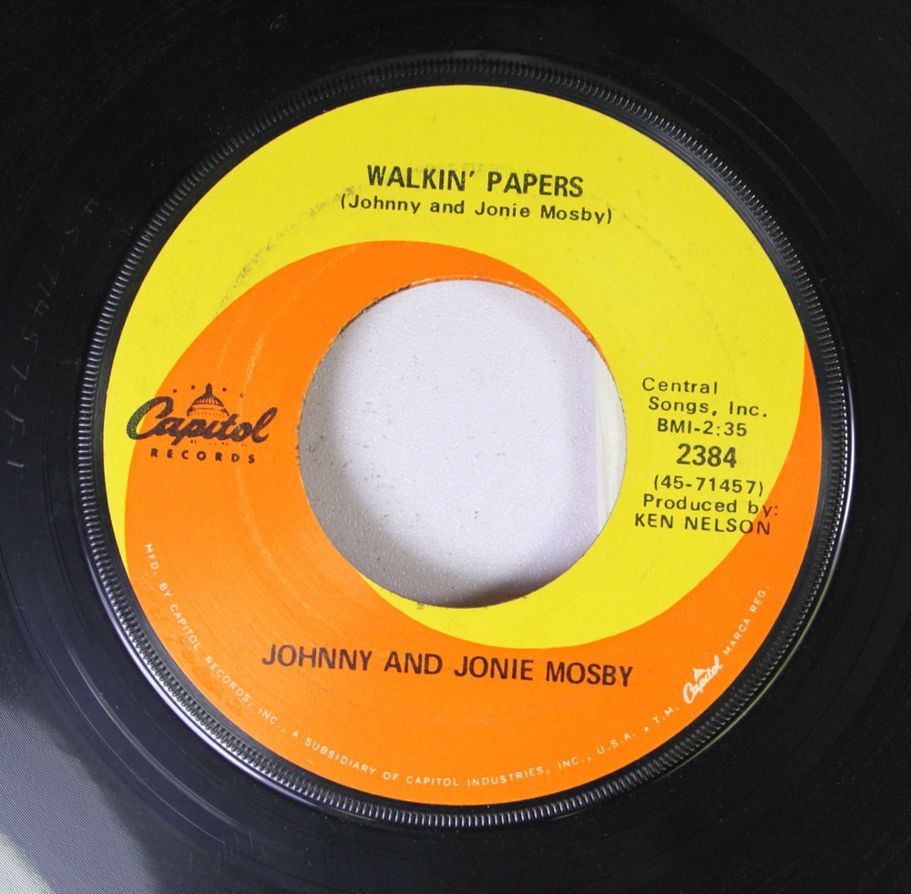 Country 45 Johnny And Jonie Mosby - Just Hold My Hand / Walkin