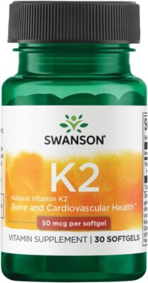 2 Swanson Natural Vitamin K2 (Menaquinone-7 from Natto 50 mcg 30 Sgels (2 Units)