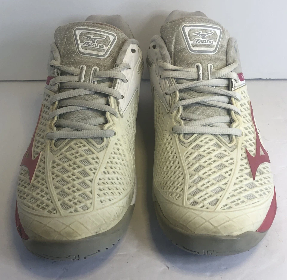 Zapatillas de tenis para mujer Mizuno Wave Exceed Tour 4 AC en blanco/rojo/gris talla 8 Foto 2 de 4