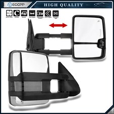 Pair Chrome Tow Mirrors For 99-02 Chevy Silverado Sierra Power Heated Led Signal