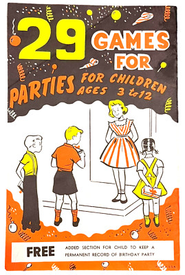 29 Games For Children's Parties - 1950's Booklet Illustrated - Vintage Book