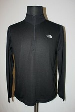 The North Face Sz L Solid Black Knit Pullover 1/4 Zip Shirt Long Sleeve USA Made