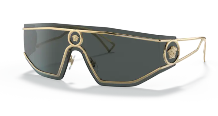 Versace 0VE2226 1002/87 Gold/Grey 45mm Rectangular Men's Sunglasses