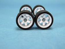 1/64 Wheels 1/64 Wheel and Tire Set Real Riders 6-Spoke Style White V-69
