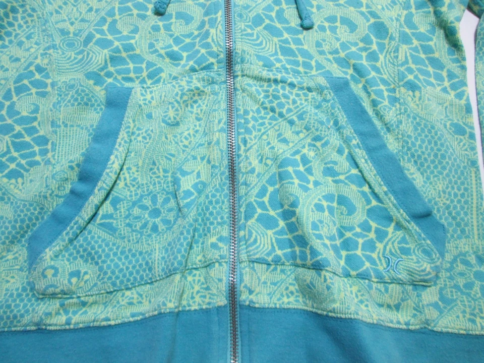 Hurley 女式 S 码田径夹克蓝色/黄色连帽运动外套 — 第 3/4 张图片