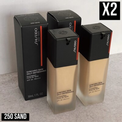 2x Shiseido Synchro Skin Self-Refreshing Foundation SPF 35 - 250 SAND 1oz / 30ml