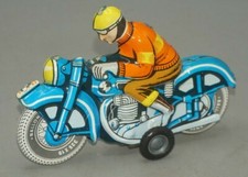 VINTAGE BALLON CORDATIC TIN LITHO FRICTION TOY MOTORCYCLE RIDER