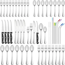 56 Pc Silverware Set for 8 Stainless Steel Flatware Cutlery Utensil Kitchen New