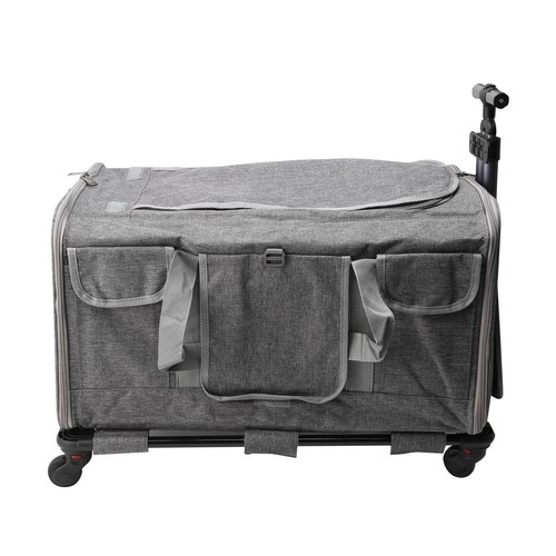 Cat Carrier with Wheels Rolling Pet Carrier with Handle 25 lbs Grey Foldable NEW - Picture 11 of 12