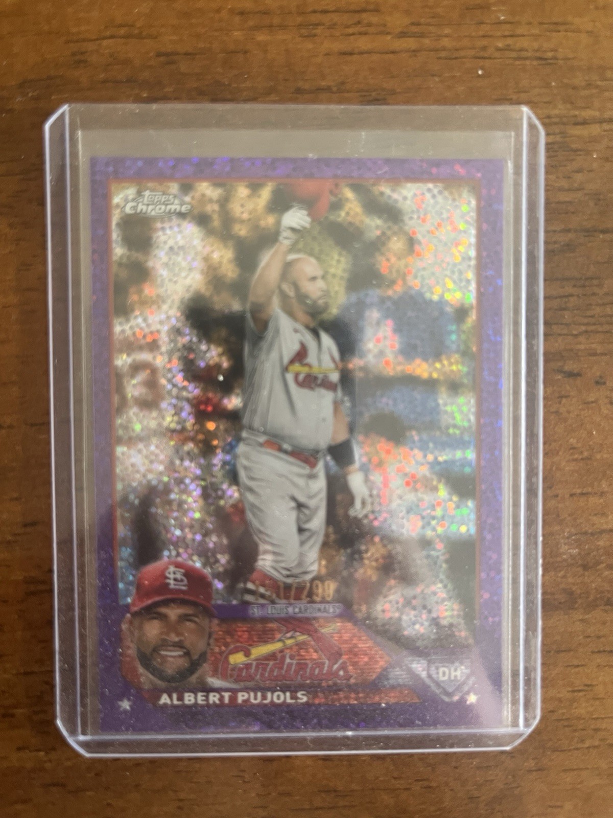 2023 Topps Chrome Baseball #143 Albert Pujols /299 Purple Speckle Refractor