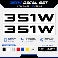 351w Hood Scoop Vinyl Decals Pair Ford 351 Windsor Sbf Mustang Stock Style