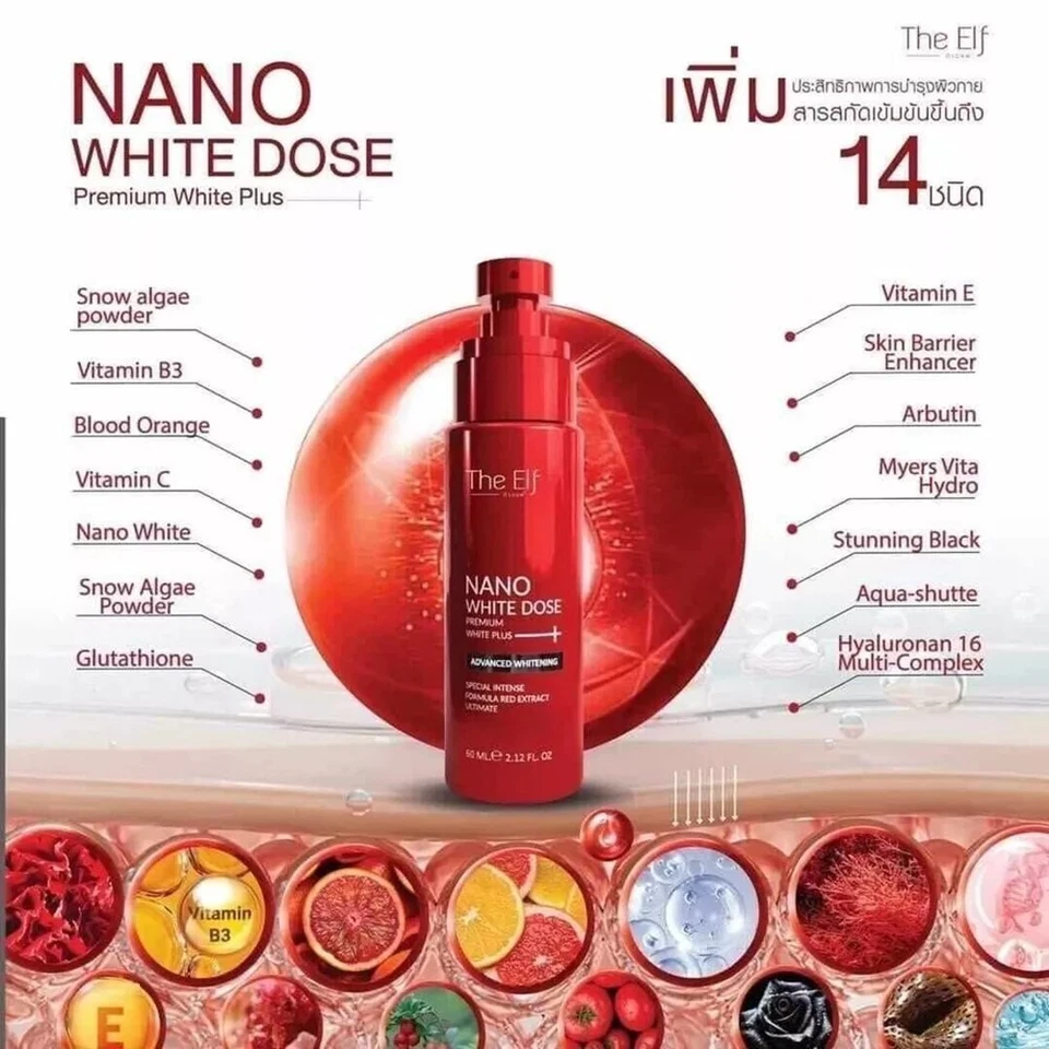 Le sérum blanchissant Elf Nano White Dose 60 ml anti-âge glutathion algues... - Photo 3/4