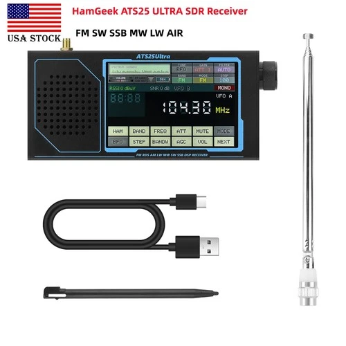 HamGeek ATS25 ULTRA FM SW SSB MW LW AIR SDR Receiver Aviation Band Receiver USA