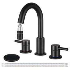 2-handle pull-down 8-inch wide bathroom faucet, 3-hole sink faucet with drainage