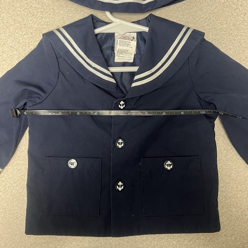 Cappello camicia vintage Good Lad marinaio nautico bambino taglia 12M blu bianco navy set 2 pezzi - Foto 2 di 6