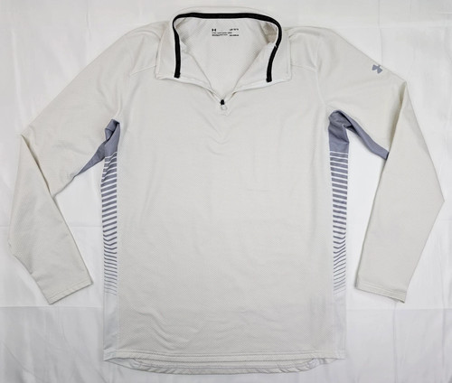 Under Armour Cold Gear Reactor Quarter Zip Shirt White Men L Golf Fitted 1298253