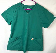 Carhartt Force C12113 Women  s Large Scrub Top Green V-Neck Medical