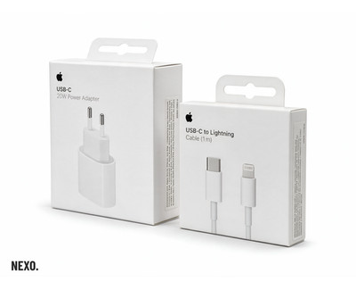 Original Apple 20W USB-C Adapter + Lightning Kabel 1m iPhone 14 13 12 AirPods