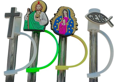 #ad 4 Pack Religious Straw Toppers For Straws Tumblers Including Stanley Yeti $7.95