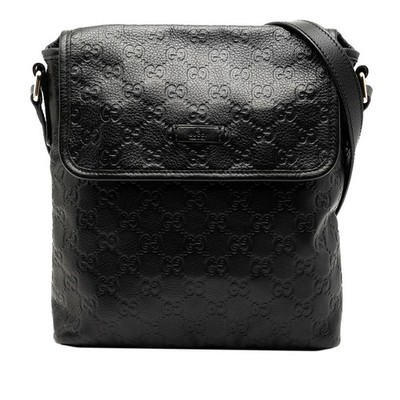 Gucci Guccissima Crossbody Shoulder Bag Black Leather | eBay