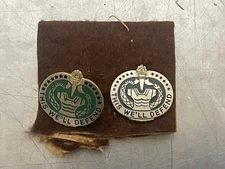 Lot Of 2 Vintage WWII USAMM U.S. Army Drill Sergeant We'll Defend DUI Crest Pin