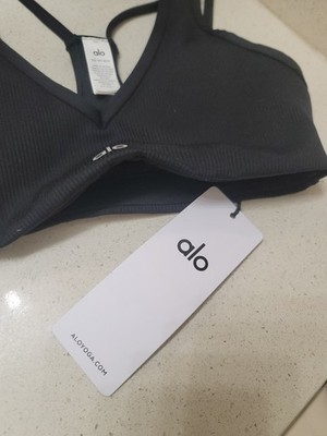 ALO YOGA Airlift Ribbed Jump Start V-Neck Bra XS Black New NWT | eBay