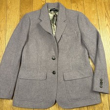 Vintage Lauren Ralph Lauren Purple Herringbone Blazer Wool Blend 12 Equestrian