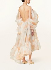 Zimmermann Maxi Dress Floral Baroque Peach Roses Runway Linen Au0 Xs Sample