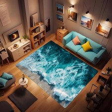 Turquoise Color vast deep Beautiful Nature Waves Hitting The Beach Water Spla...