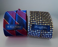 Lot of 2 Brooks Brothers Makers Silk Ties Repp Stripe Geometric Vintage USA Made